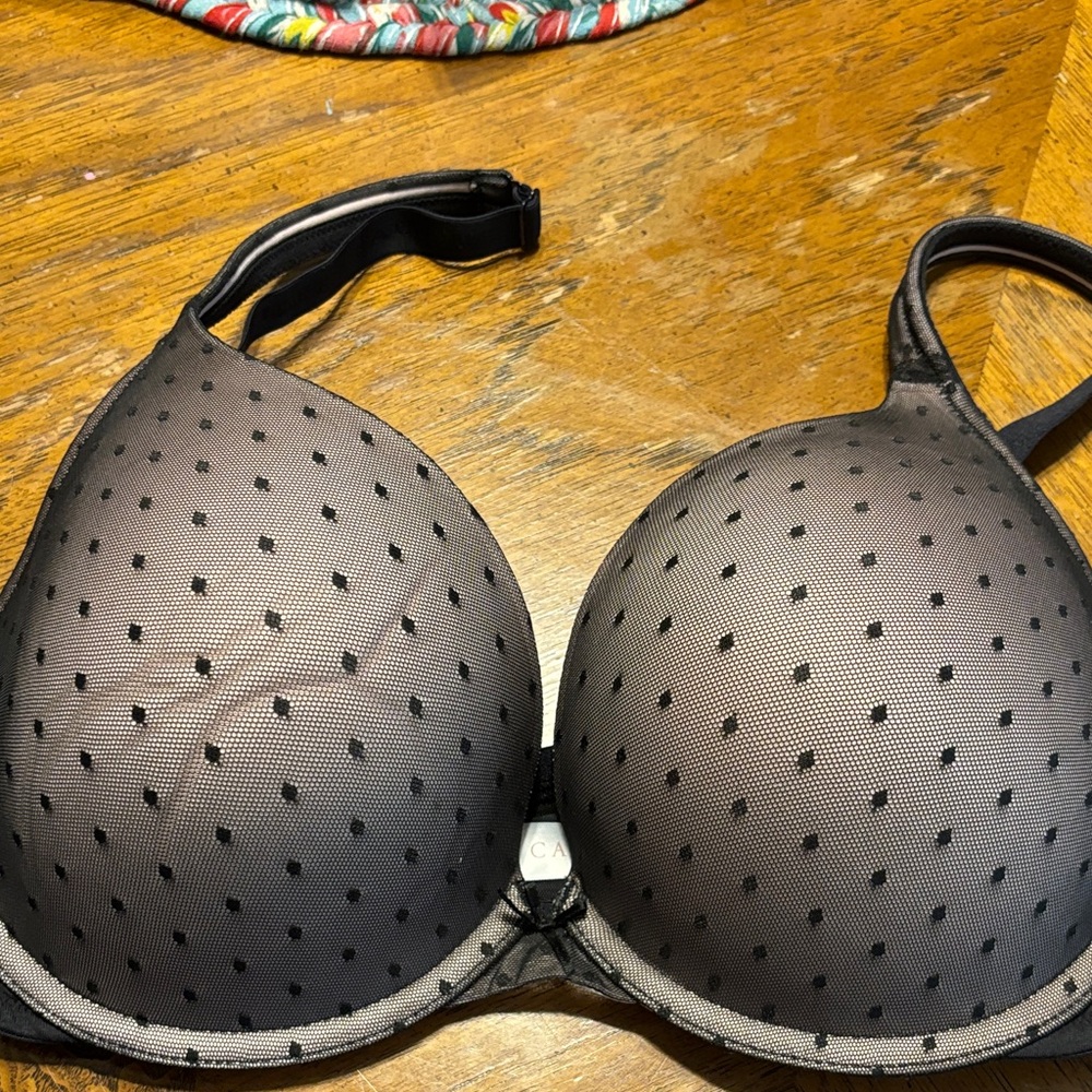 Lane Bryant Black Sheer Polka Dot Bra